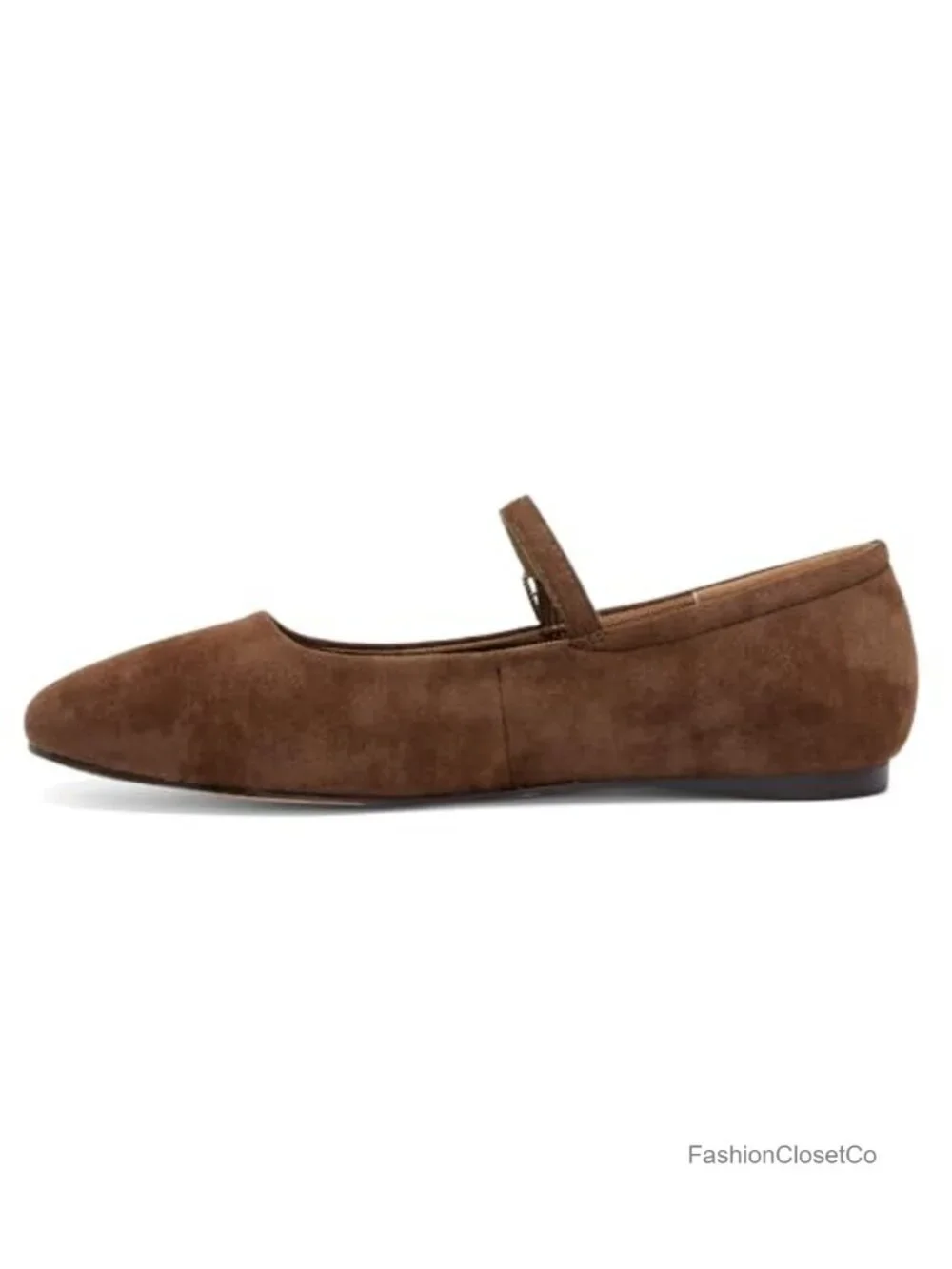 Women's Suede Square Toe Ballet Flats with Ankle Buckle Strap